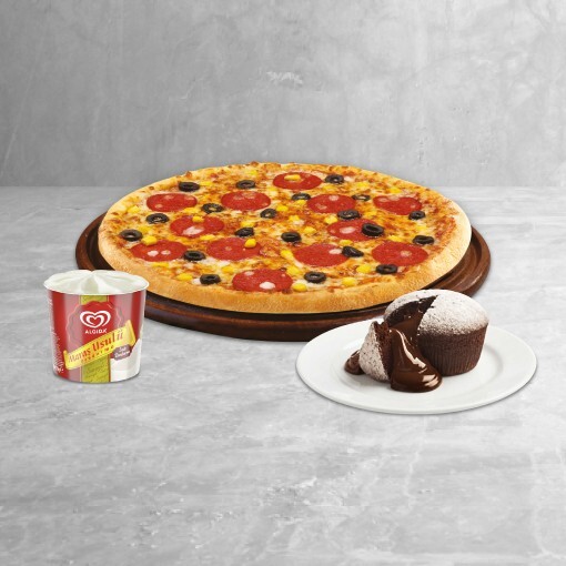 Büyük Boy Pizza + Çikolatalı Sufle + Algida Maraş Cup