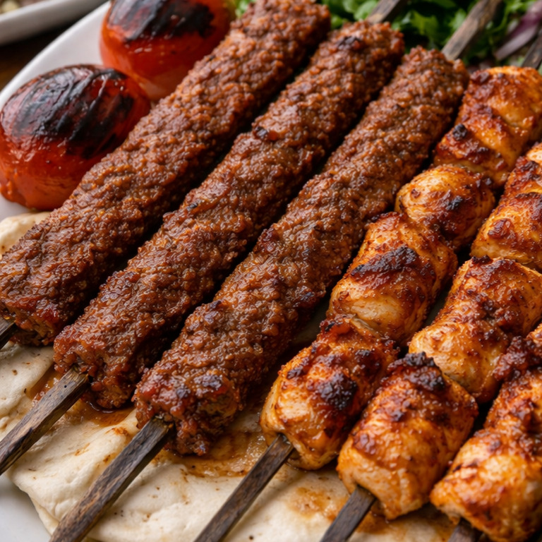 3 Şiş Adana 3 Şiş Tavuk Salata Pilav 2 ayran