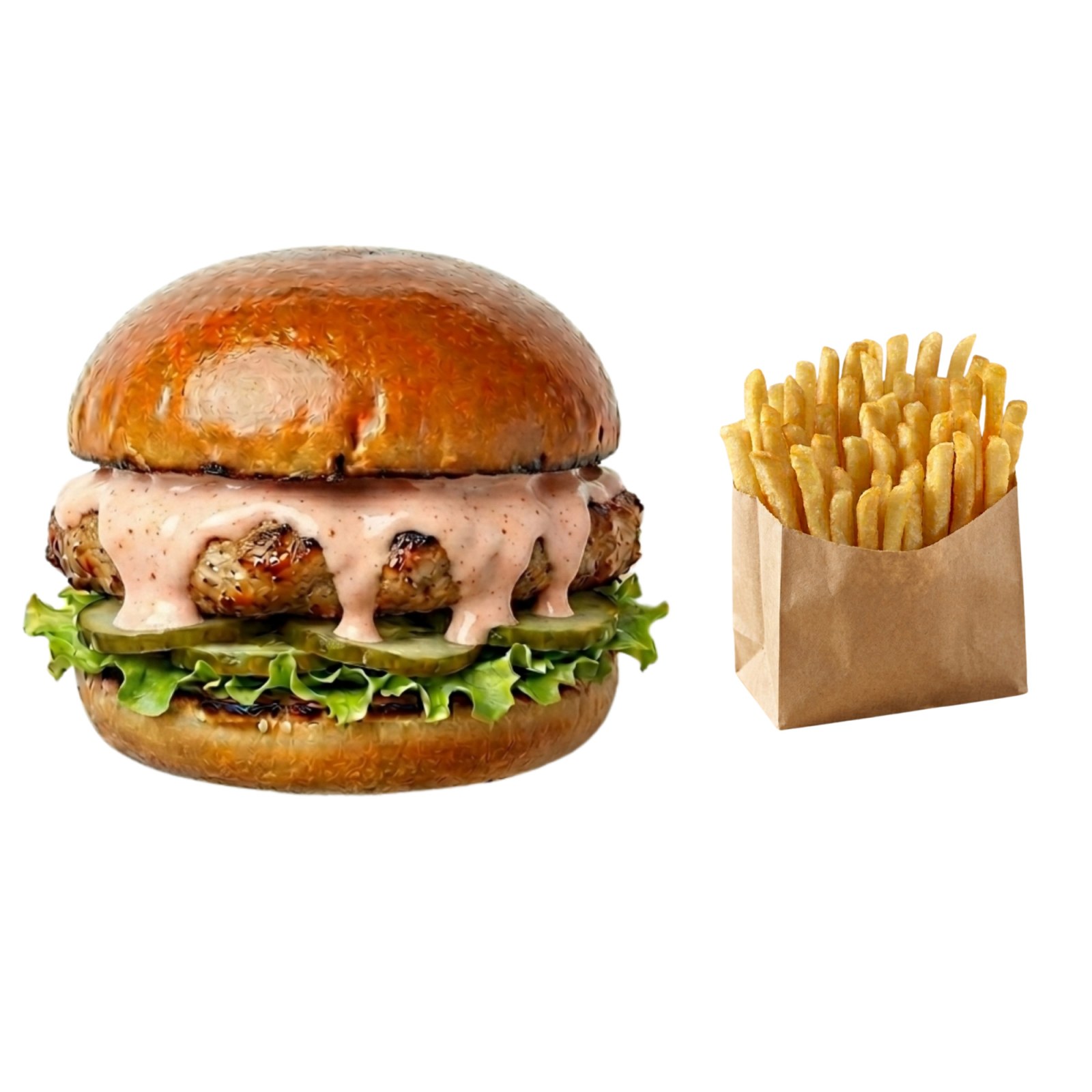 Dynamite Chicken Burger+Patates Kızartması