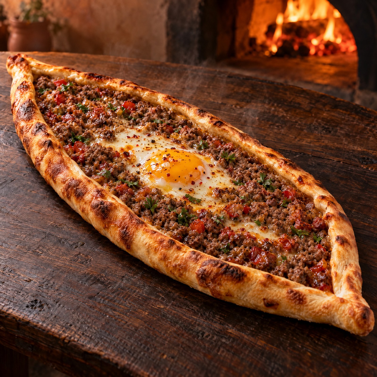 Kıymalı Yumurtalı Pide