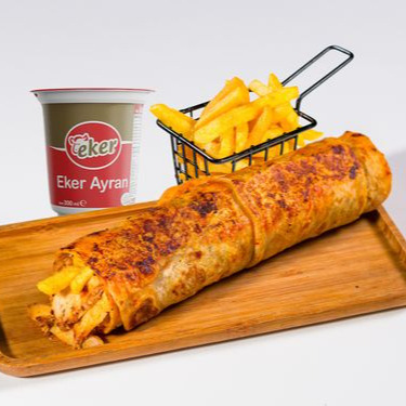 hatay soslu 100 gr dürüm +cips+ayran
