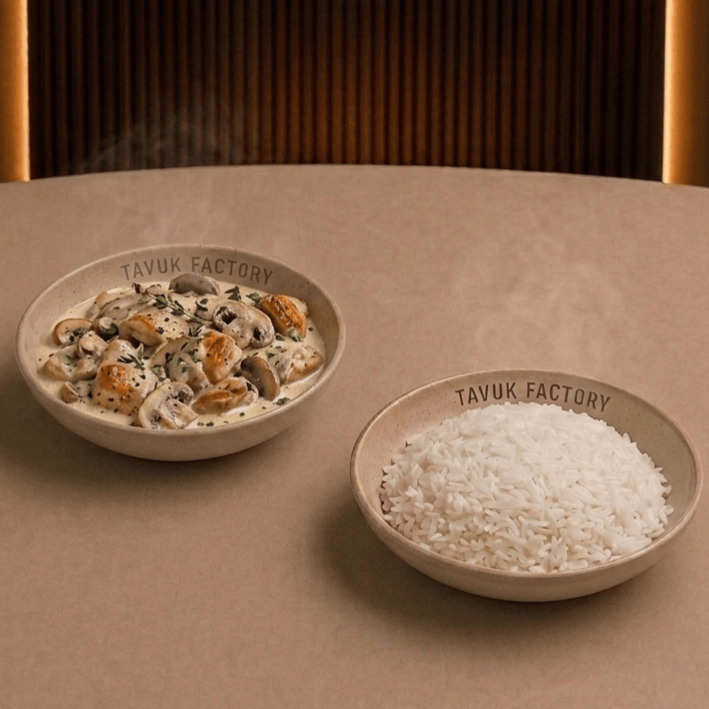 Kremalı Mantarlı Tavuk & Pilav