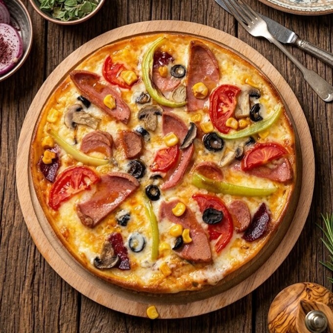 SÜPER KARIŞIK Pide Pizza Mozzarella & Cheddar