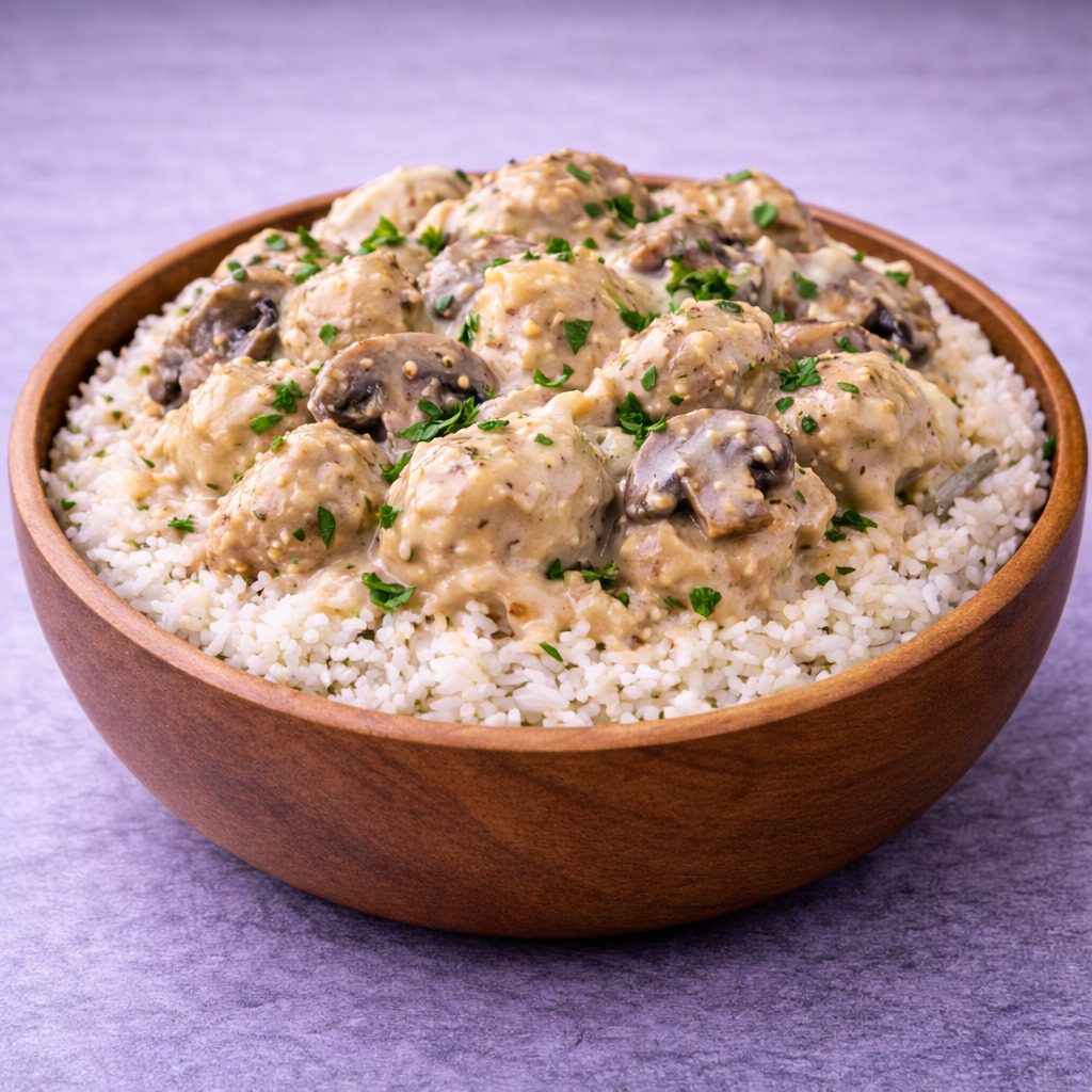 Kremalı Mantarlı Tavuklu Pilav
