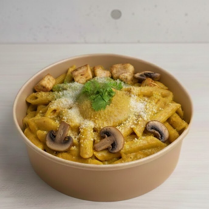 Köri Soslu Tavuklu Mantarlı Penne