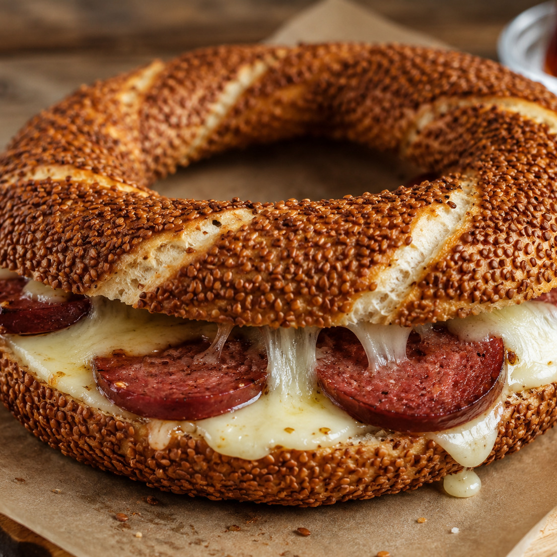 Kaşarlı Sucuklu Karışık Simit