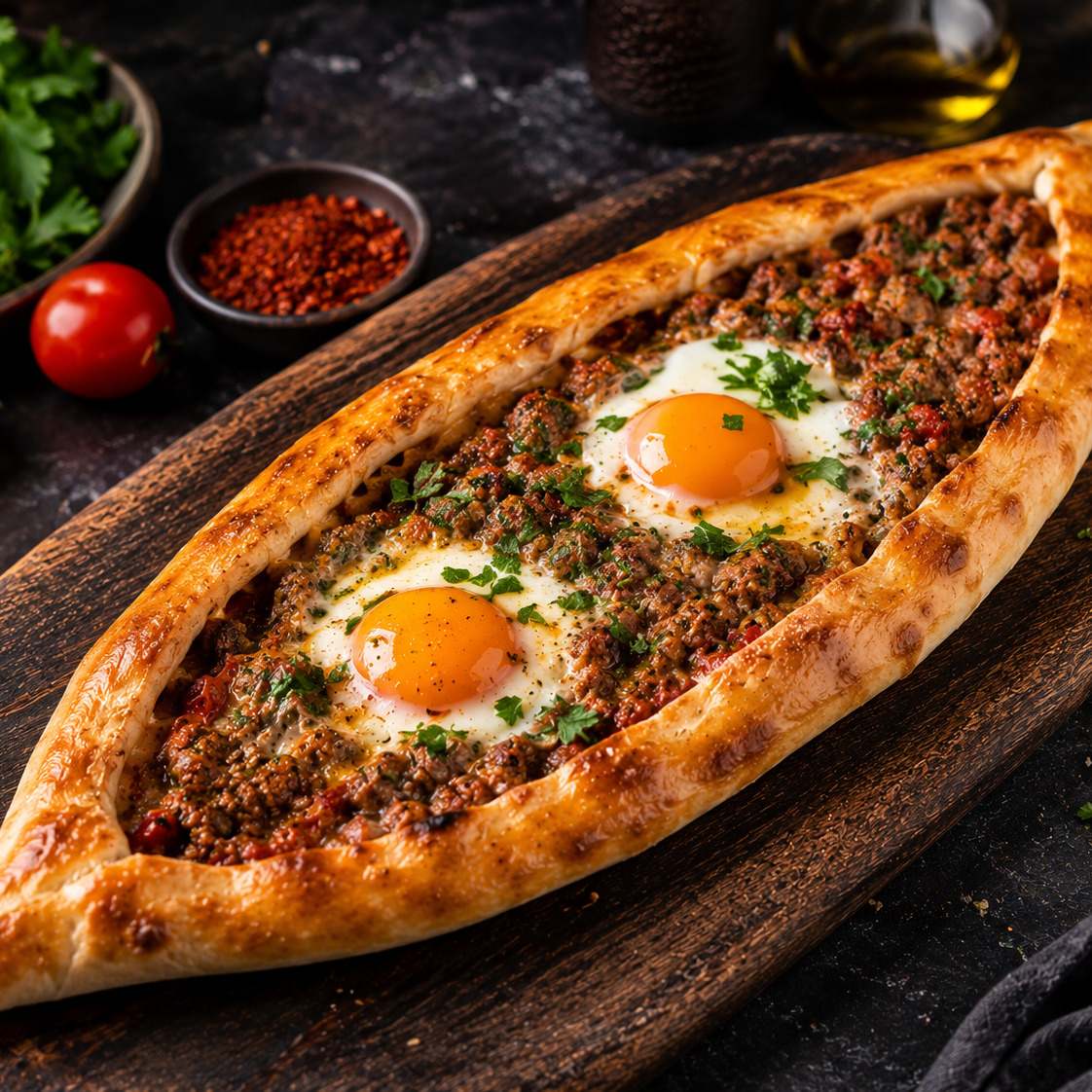 Kıymalı Yumurtalı Pide