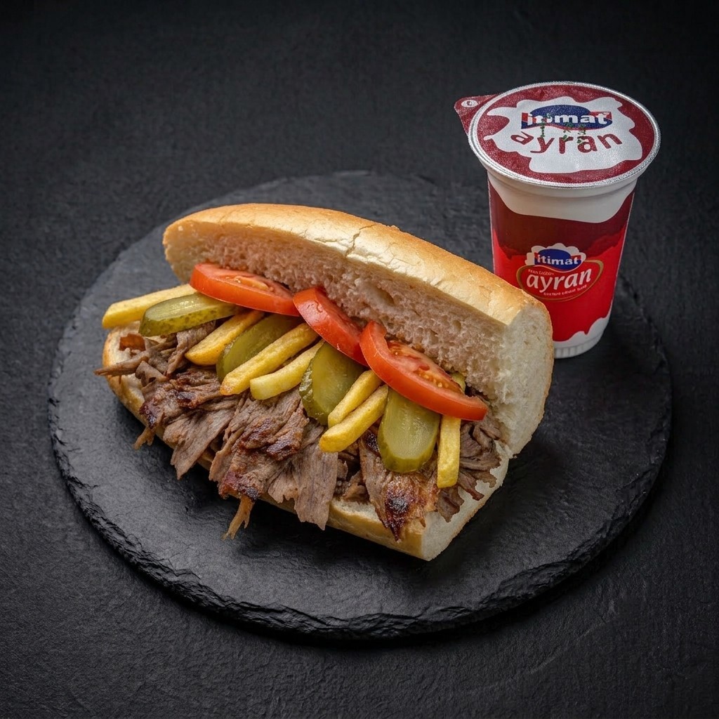 Yarım Ekmek Yaprak Döner + Ayran