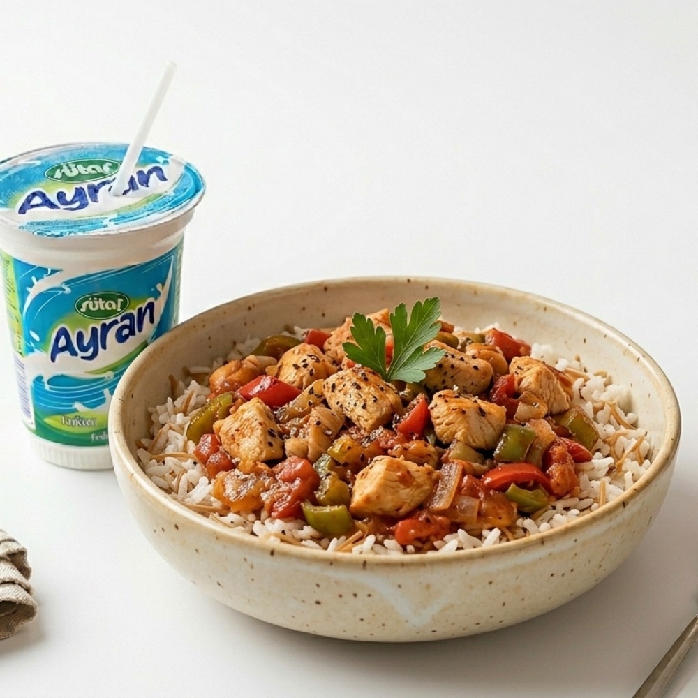 Nohutlu Pilav Üstü Tavuk Sote+ Büyük Ayran