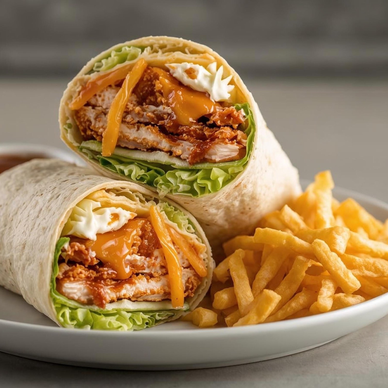Barbekü Tavuk Wrap + Patates Menü