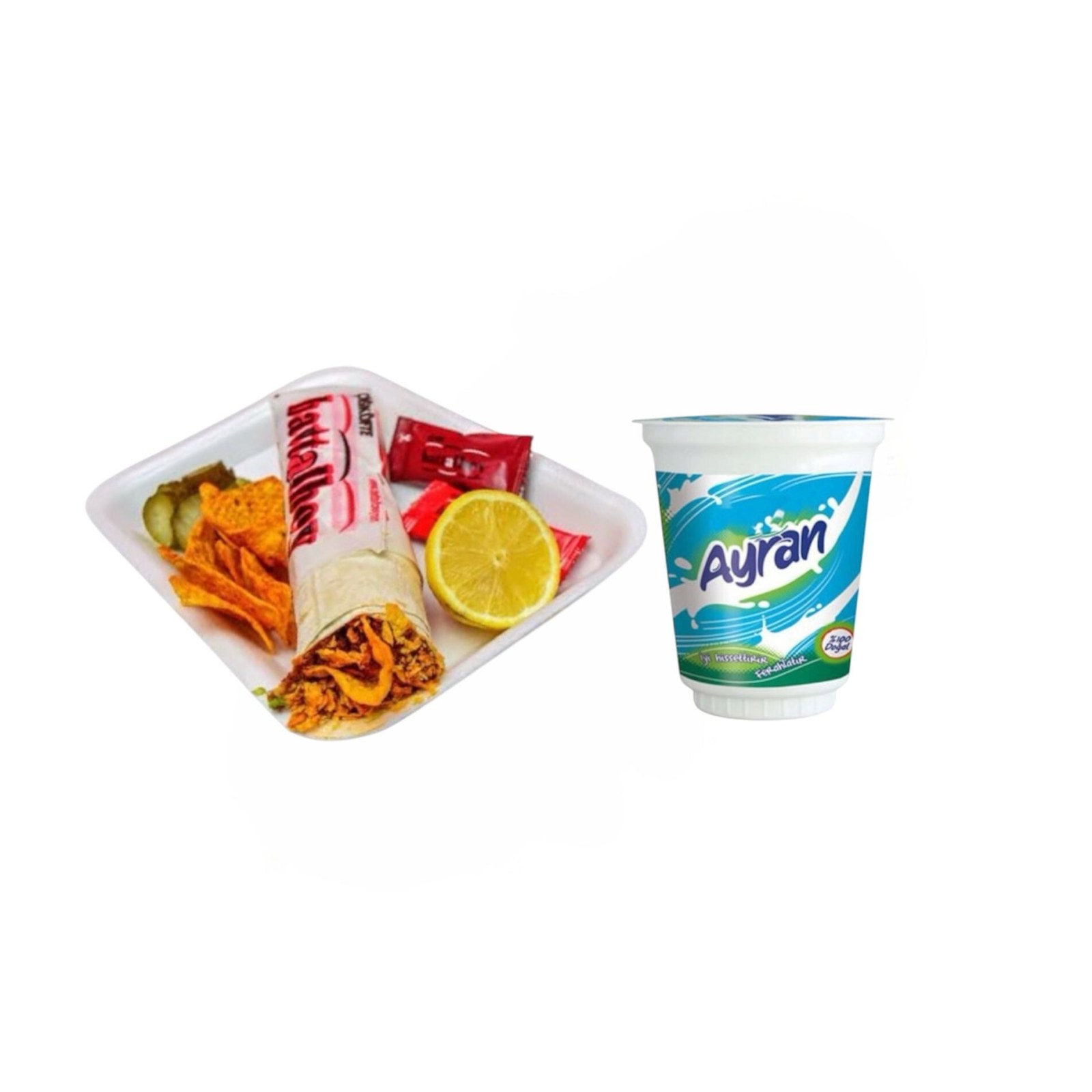 Doritoslu Double Çiğ Köfte Dürüm (150 Gr.) & Ayran Menü