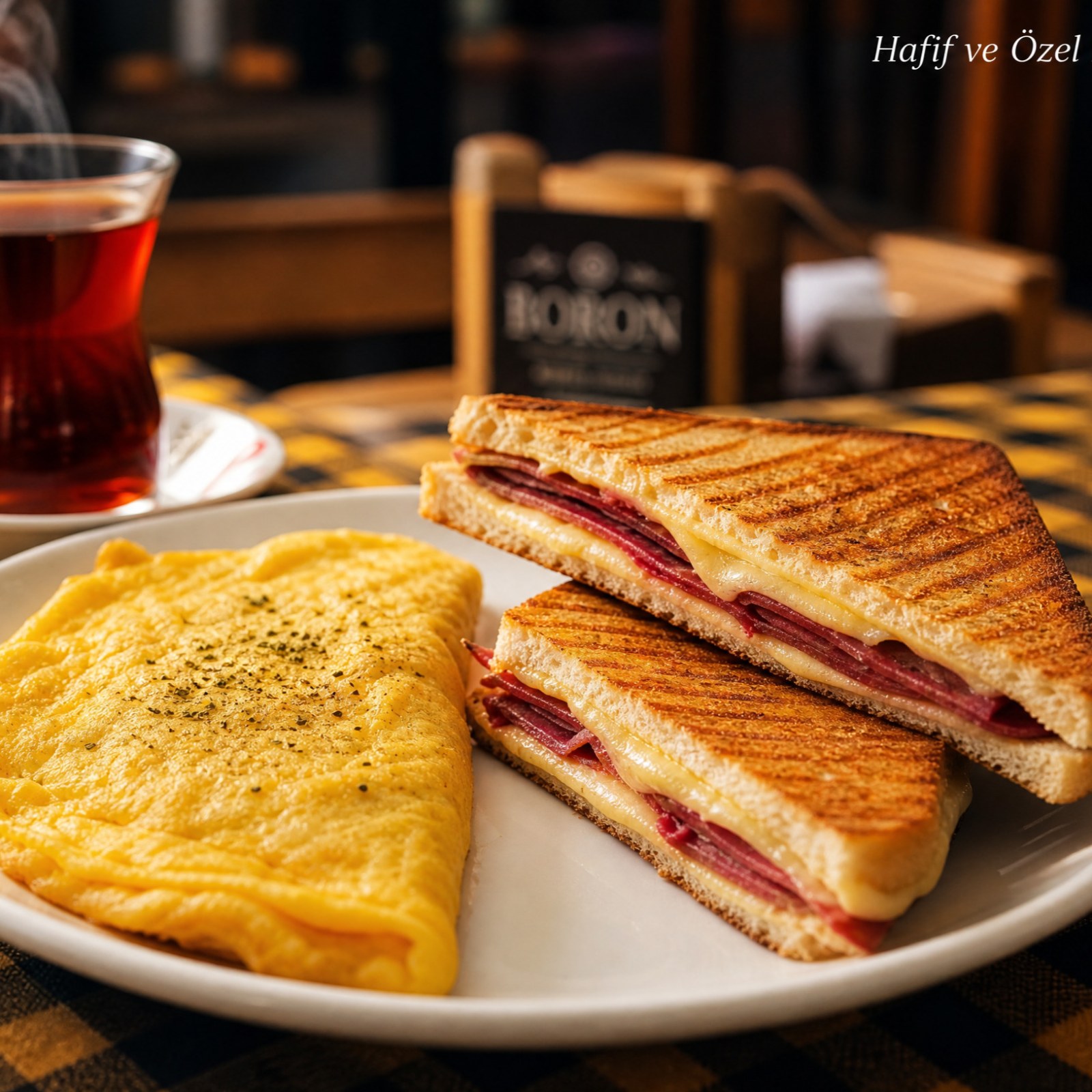 Sade Omlet + Boron Karışık Tost