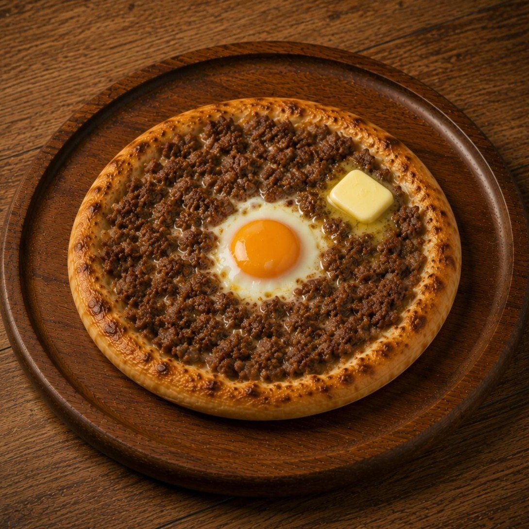 Trabzon Pidesi Kavurmalı Yumurtalı (Karadeniz Yağlısı)