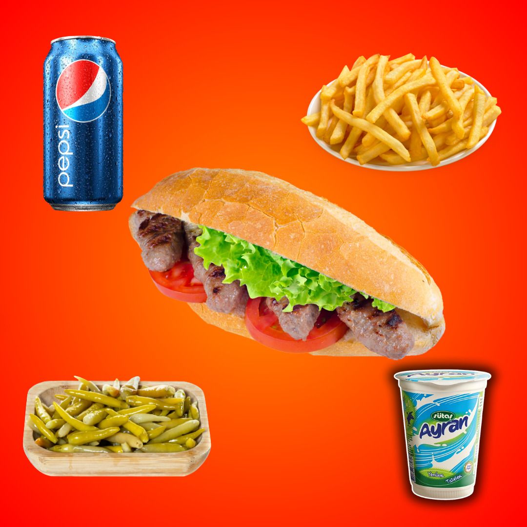 Tam Ekmek Izgara Köfte - (Patatesli Menü©)+AYRAN