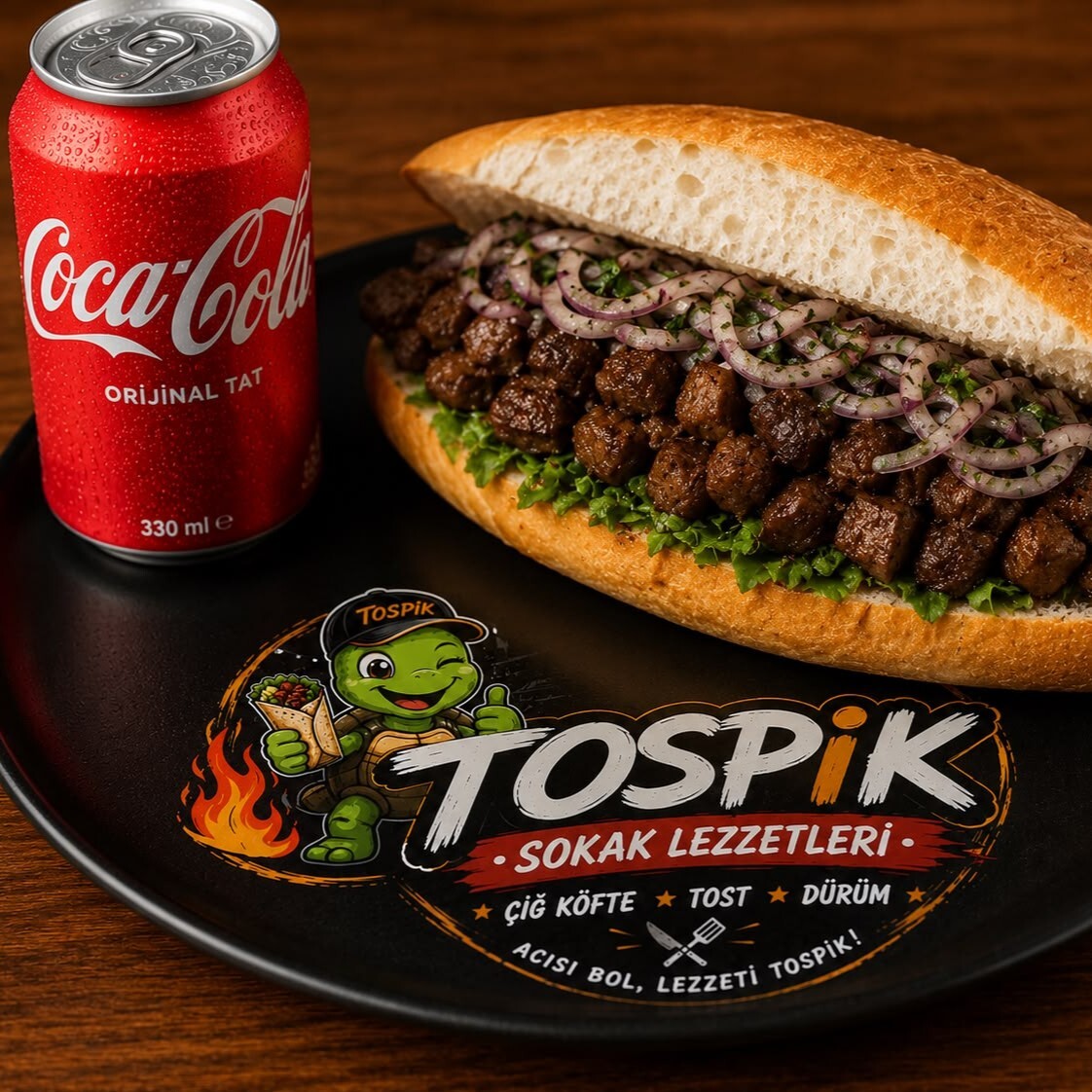 Yarım Ekmek Arası Arnavut Ciğeri + coca cola