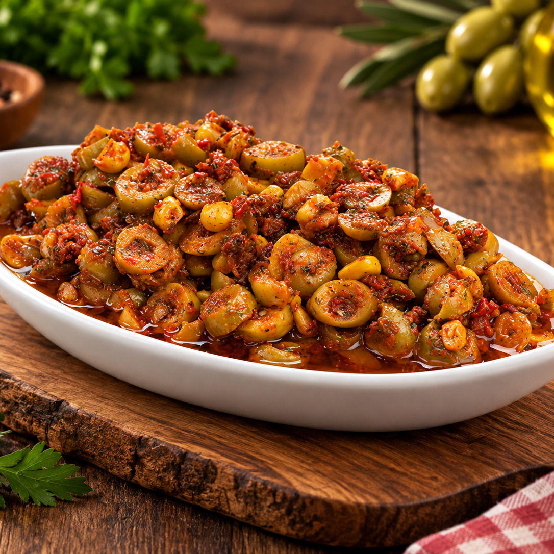 Soslu Yeşil Zeytin