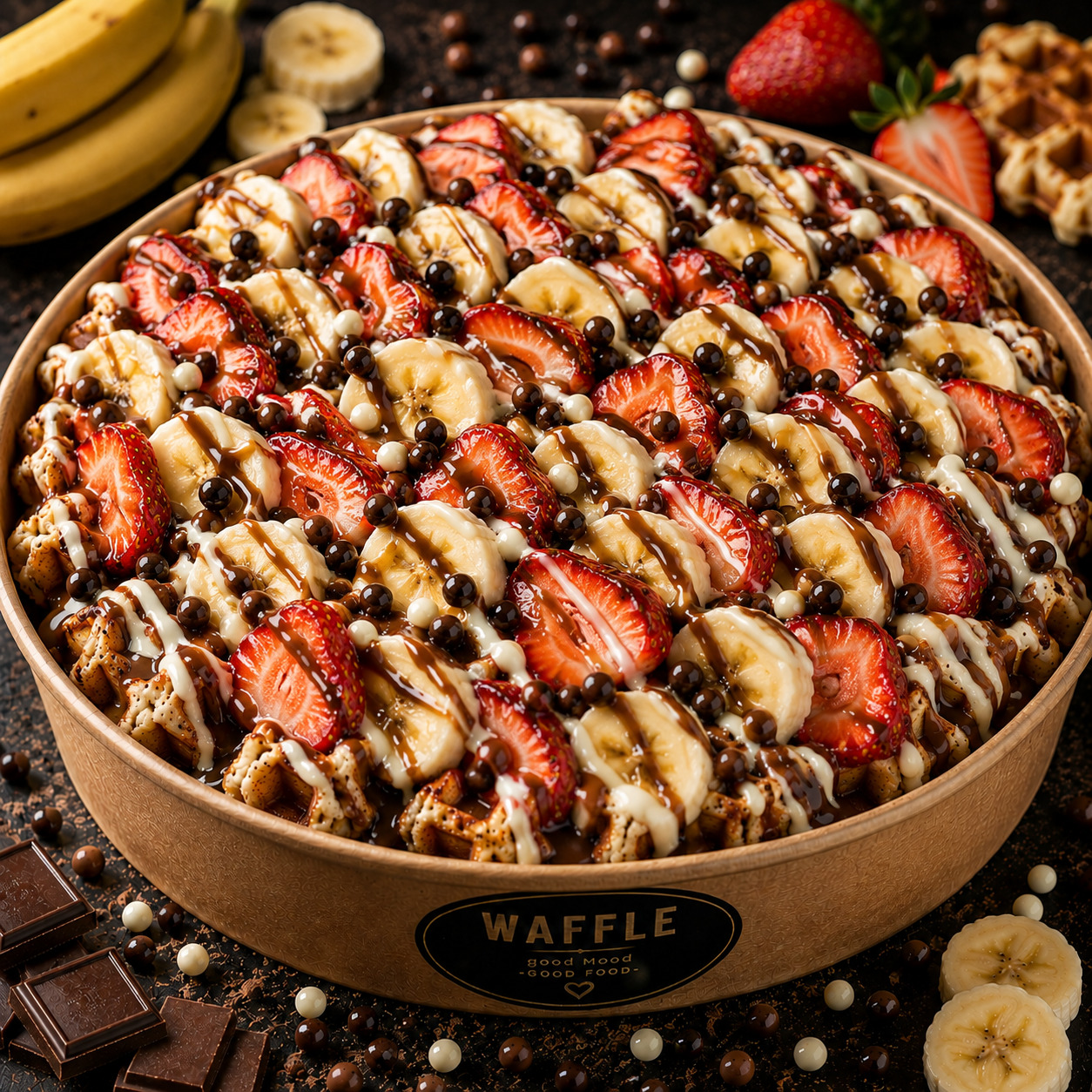 Çilekli ve Muzlu Waffle Kova