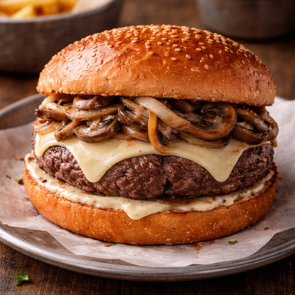 Mantarlı Dana Cheeseburger