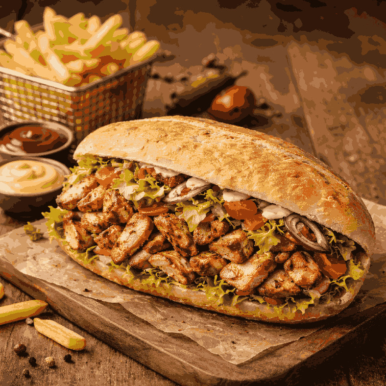Gobit Ekmeğine Tavuk Döner
