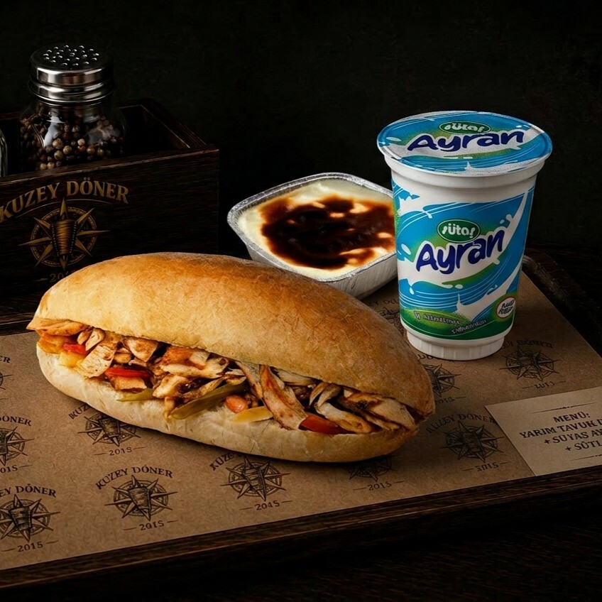 Ekmek Arası Döner + Ayran + Tatlı