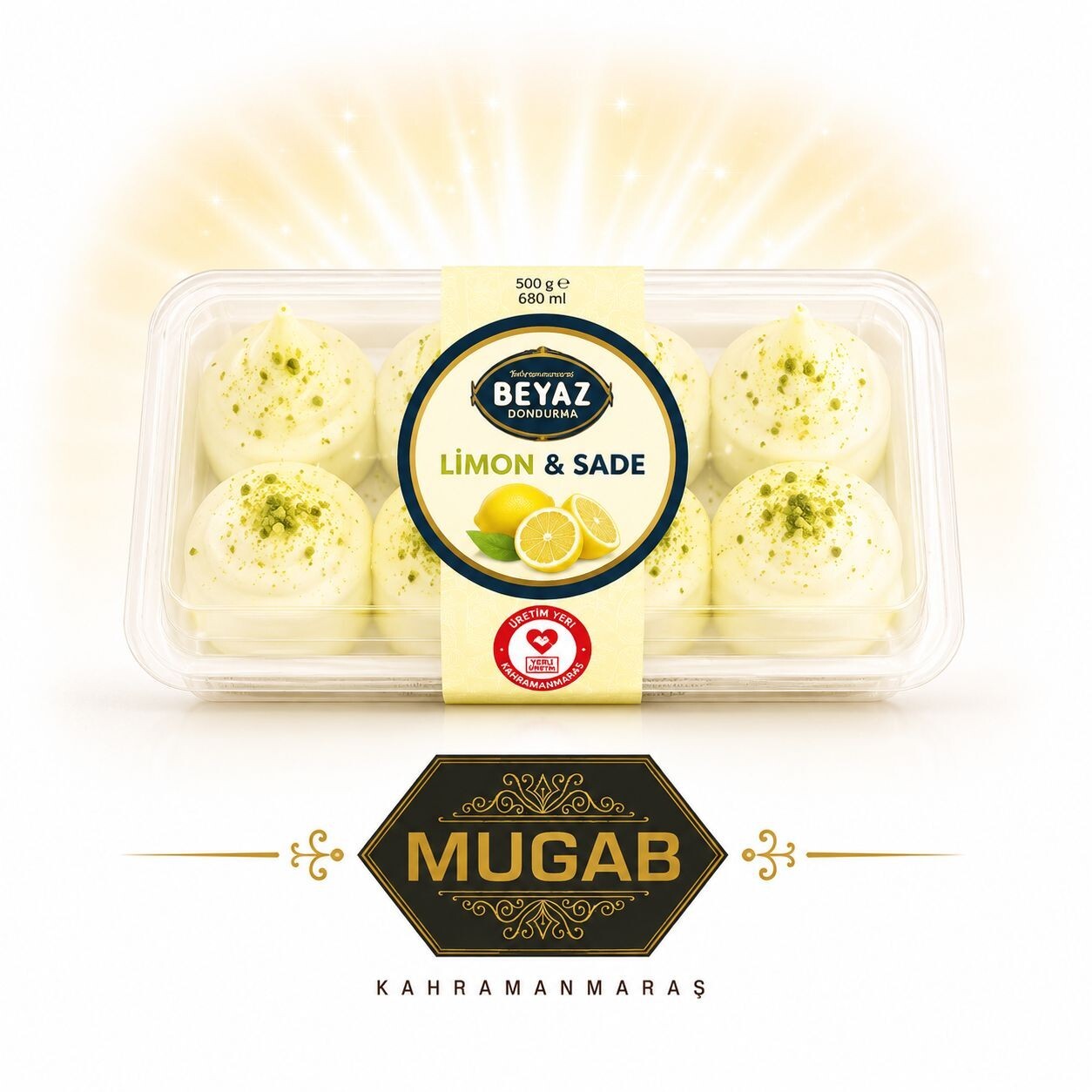 Mugab Beyaz Dondurma Kahramanmaraş Usulü Limon Sade (500gr)