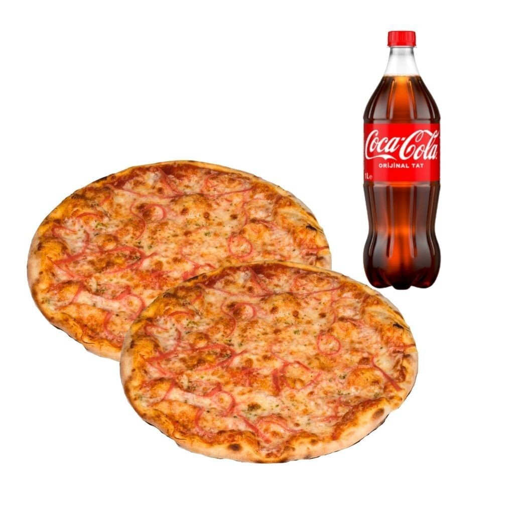 2 Orta Jambonlu Pizza + 1 Lt Coca Cola