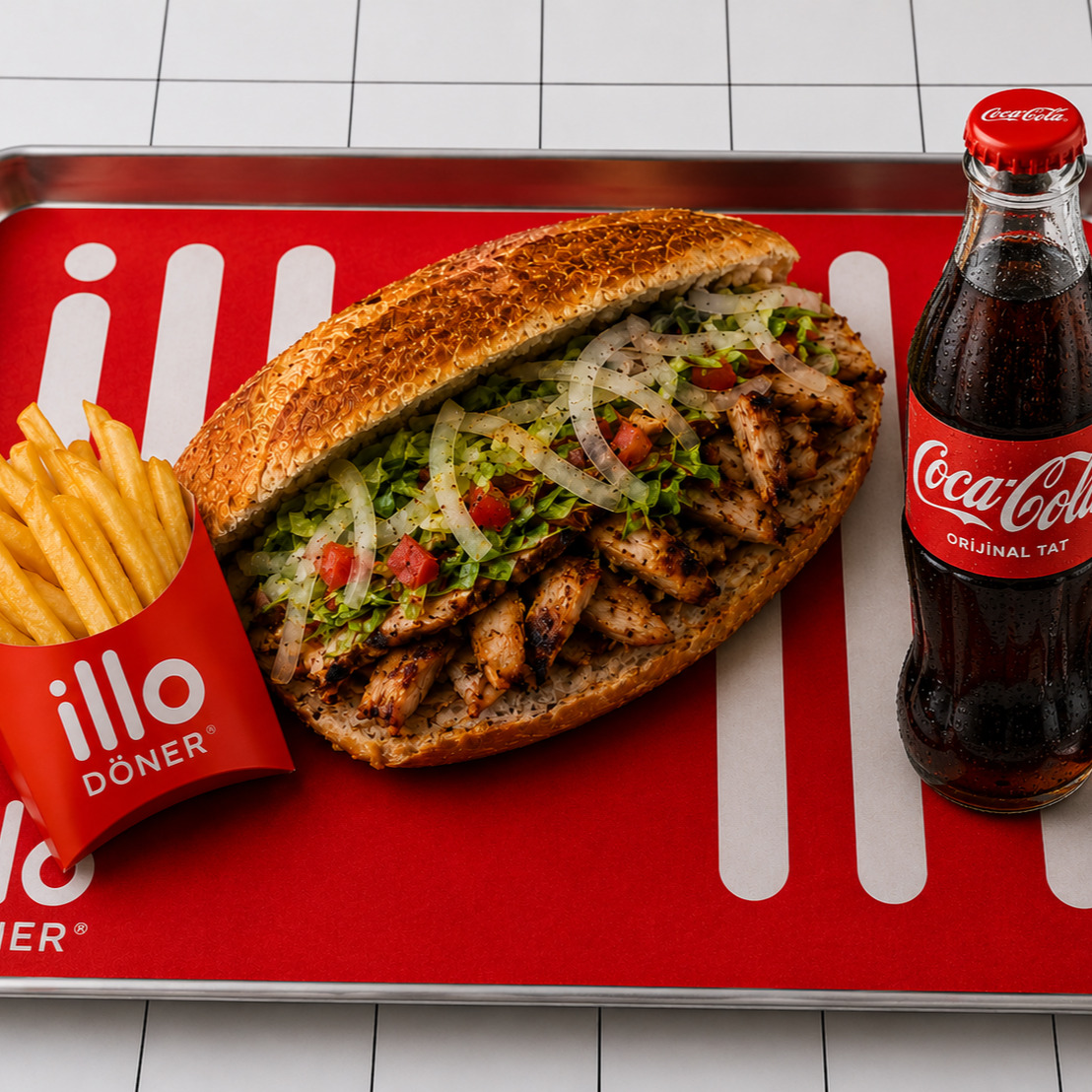 Mega Üç Çeyrek Ekmek Arası Tavuk Döner & Patates Kızartması & Kola