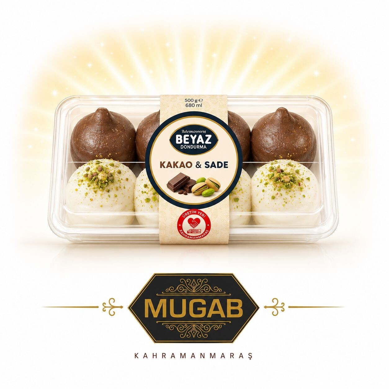 Mugab Beyaz Dondurma Kahramanmaraş Usulü Kakao Sade (500gr)