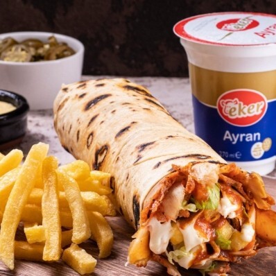 (100 Gr) Hatay Usulü Tavuk Dürüm+Ayran (200 Ml)+Patates Kızartması