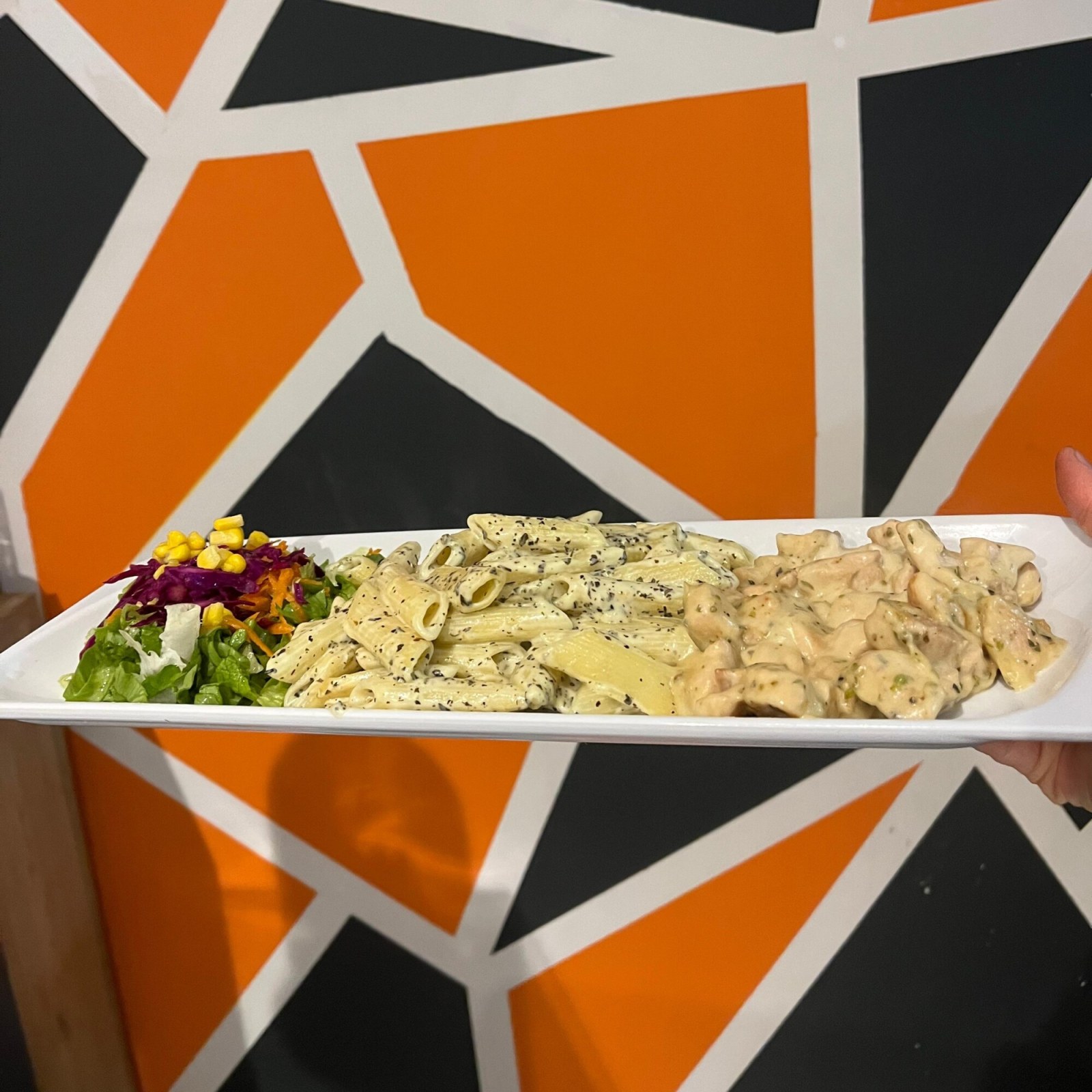 Dağ Kekikli Tavuk, Kremalı Fesleğenli Penne, salata