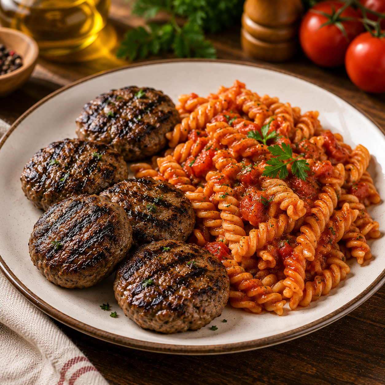Izgara Köfte & Napolitan Soslu Fusilli