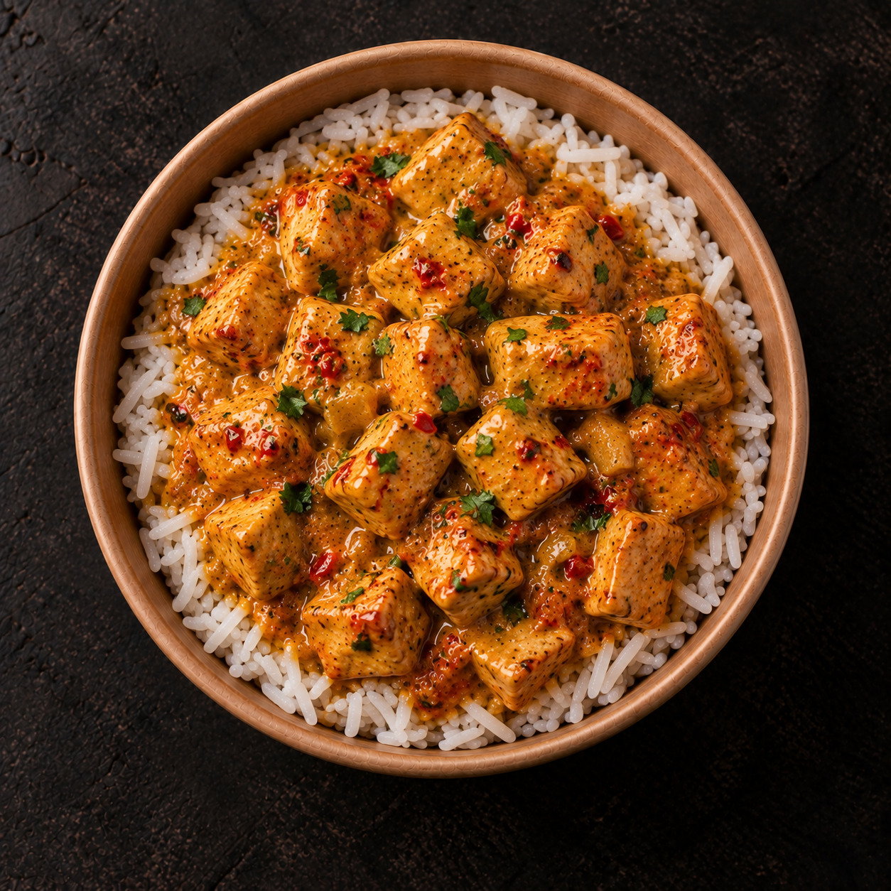 Acılı Köri Soslu Tavuklu Pilav
