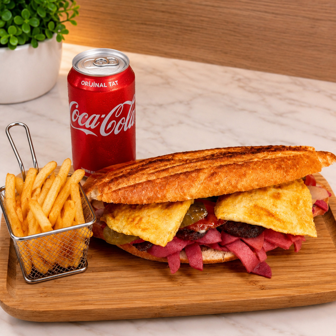 Yarım Ekmek Arası Cheddarlı Salamlı Tost