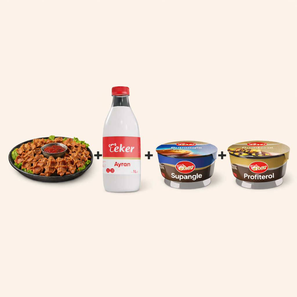 Çiğ Köfte (500 gr) + 1 Litre Ayran + 2 Adet Tatlı