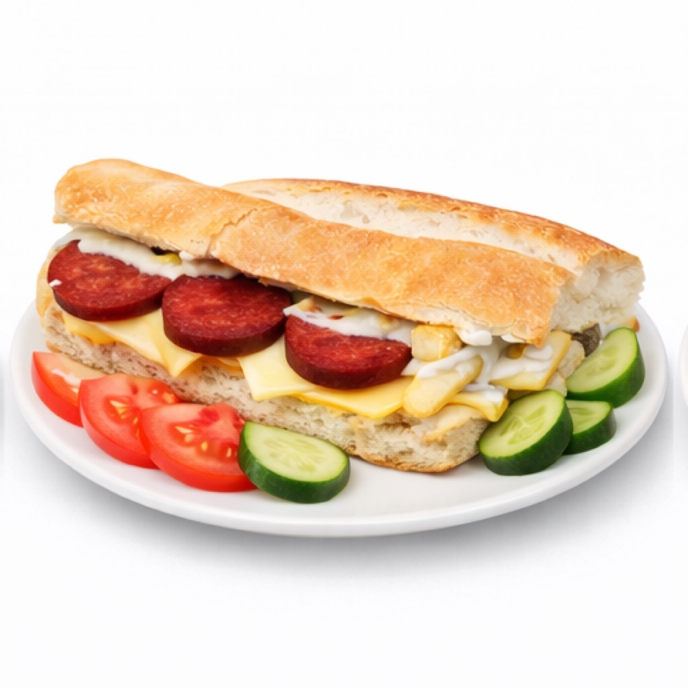 Yarım Ekmek Arası Kaşarlı Sucuklu Tost