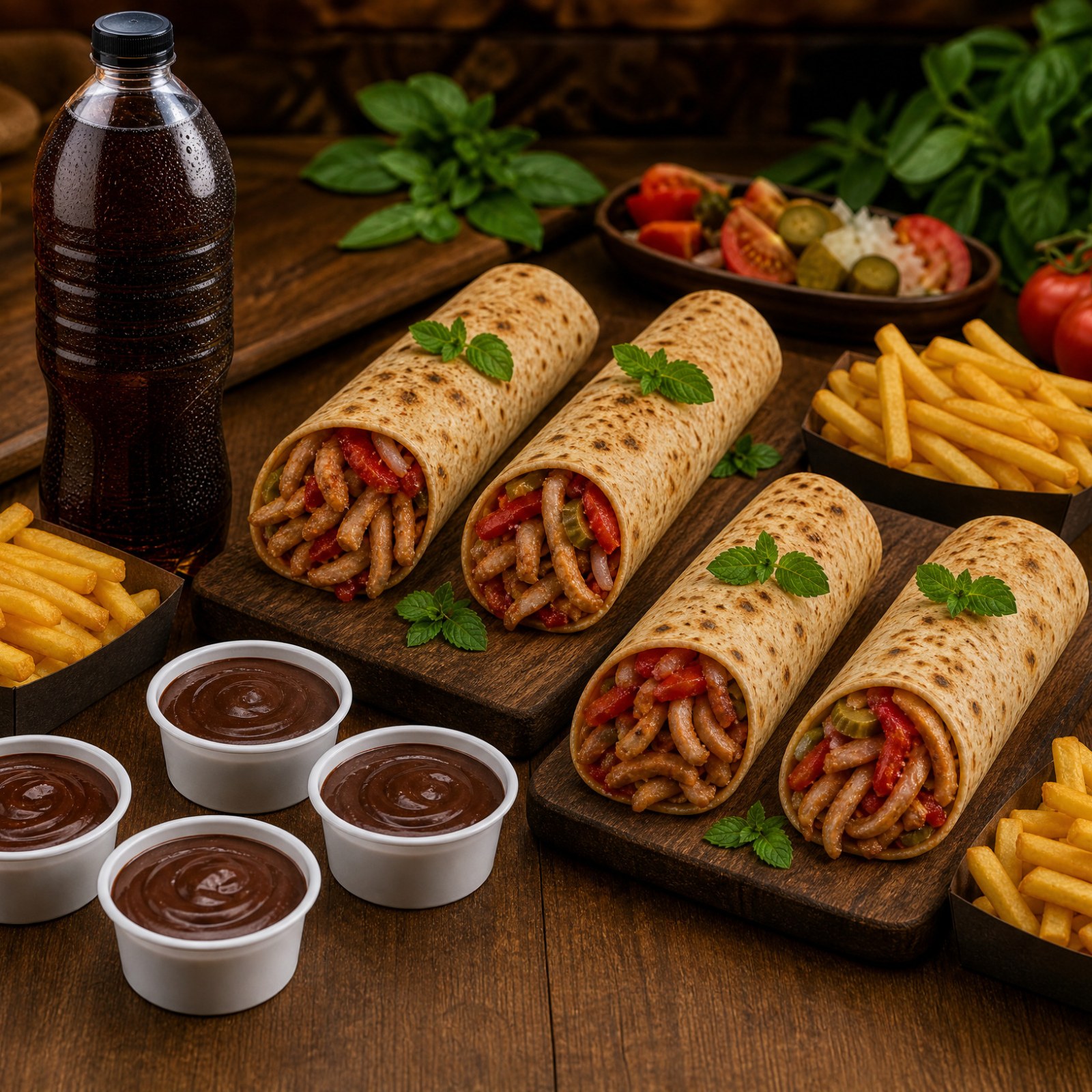 4'lü Katık Mega Tavuk Döner Dürüm (135 gr) Menü