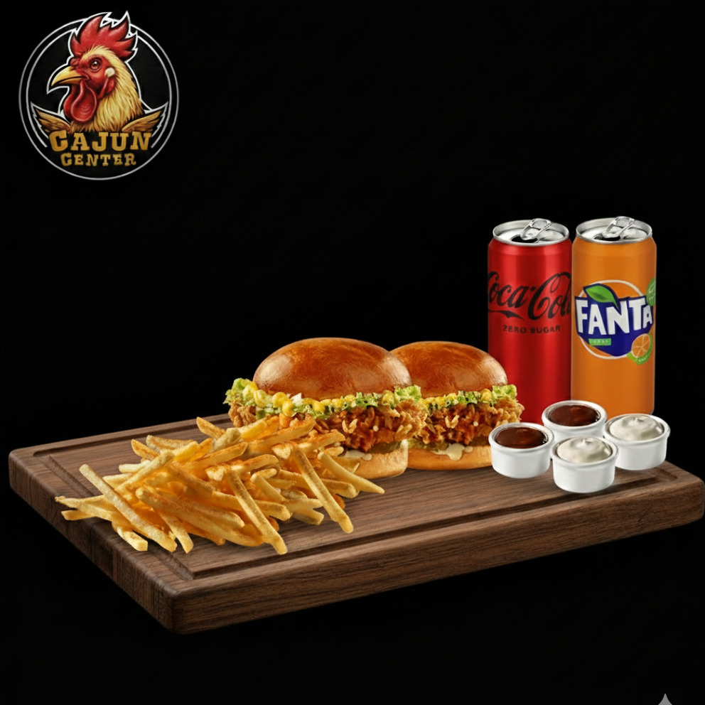 Cajun Burger Kanka Menü (2 Kişilik)