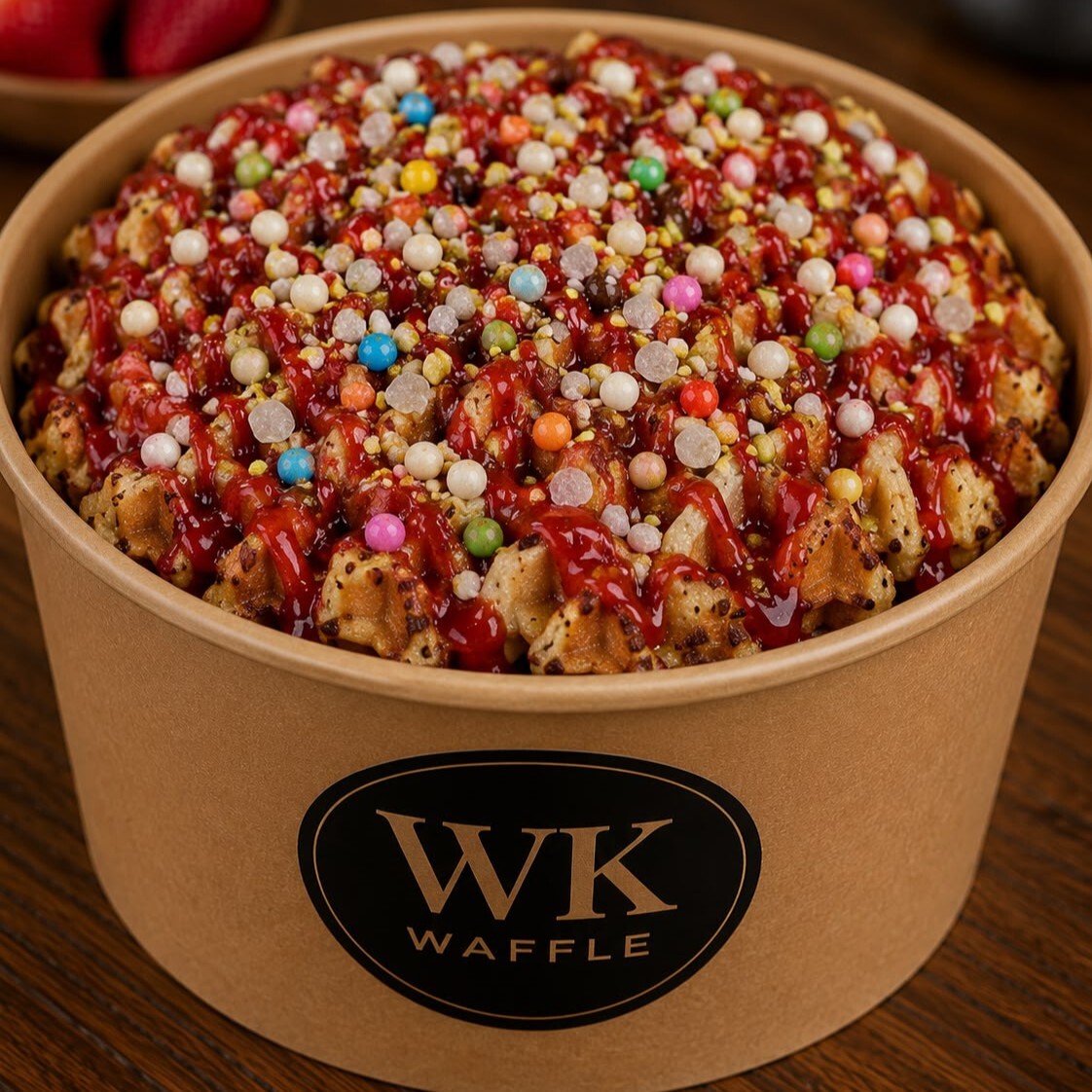 Kovada Çilekli Waffle (Küçük Boy)