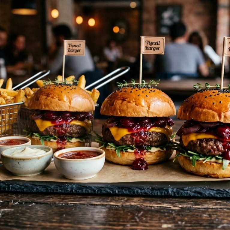 3'lü Aşna Vişne Burger + Kızartma