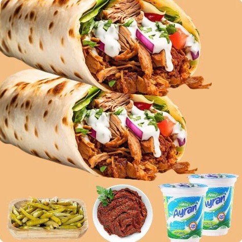 2'li Tavuk Döner Dürüm + 2 Adet Ayran
