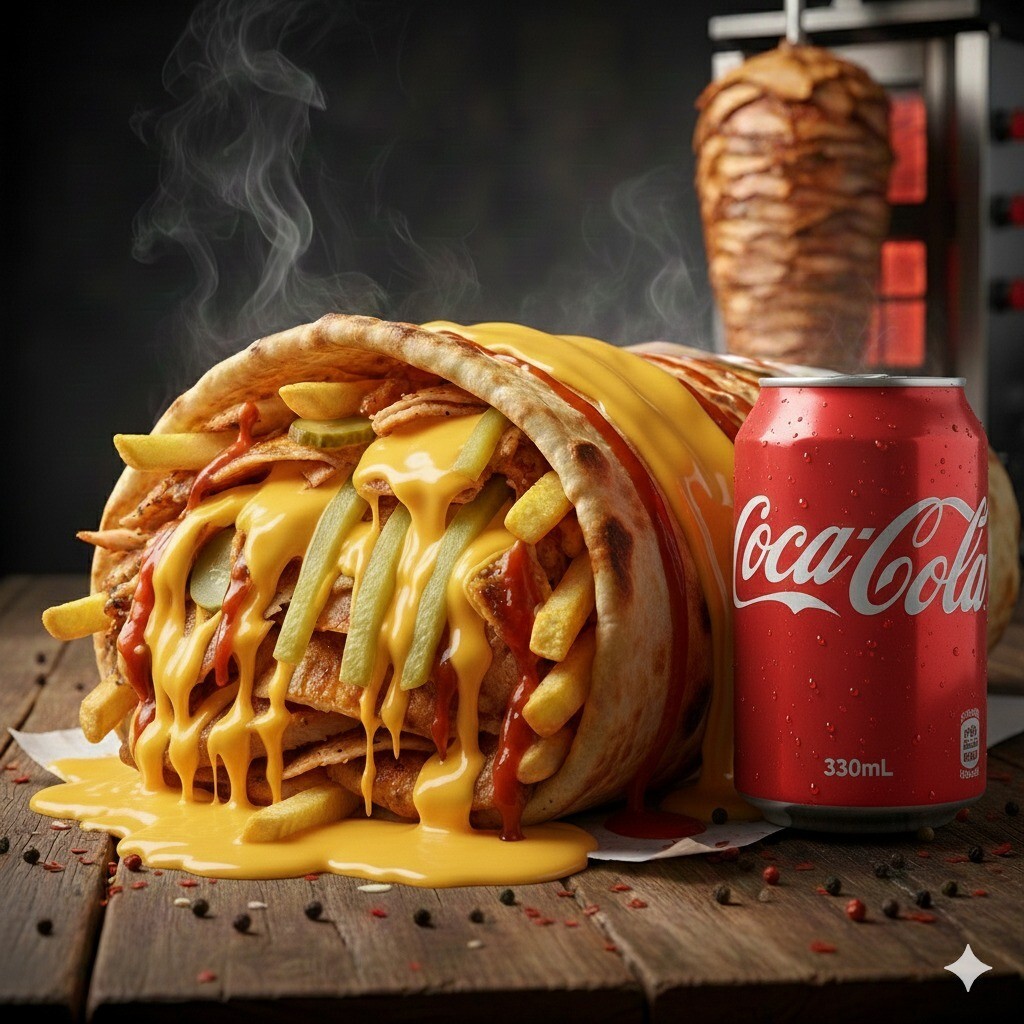 Cheddarlı Burrito + Coca Cola (330 ml) + Patates
