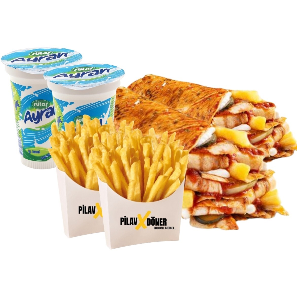 2'li Tavuk Döner Dürüm Menü (X)