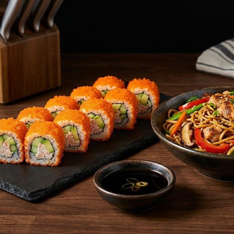 california roll (8 pcs) Tavuklu Noodle + 1 cola cola 330 ml
