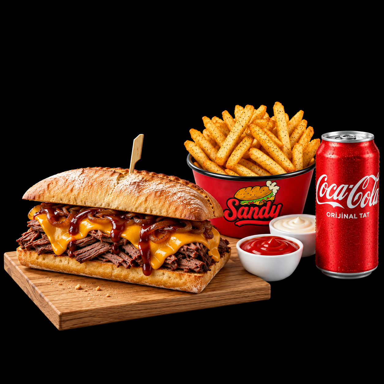 Coca Cola Doyuran BBQ Tiftik Et Sandviç Menü