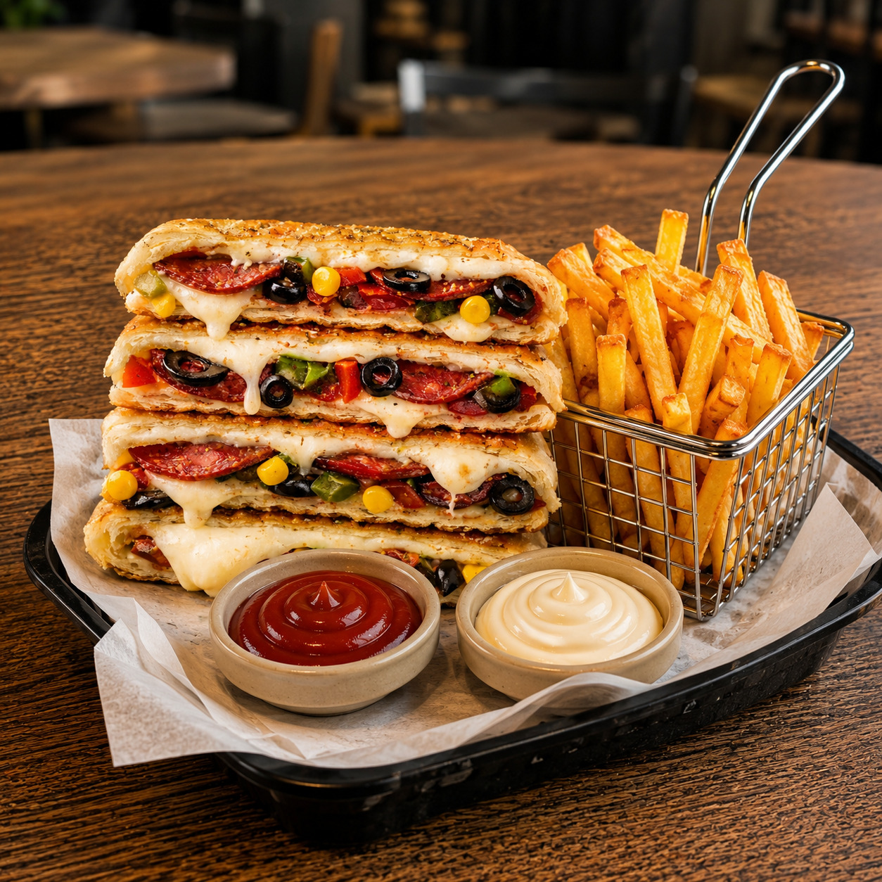 ( Menü 9) -Gurme Pizza Tost (Büyük Somun)