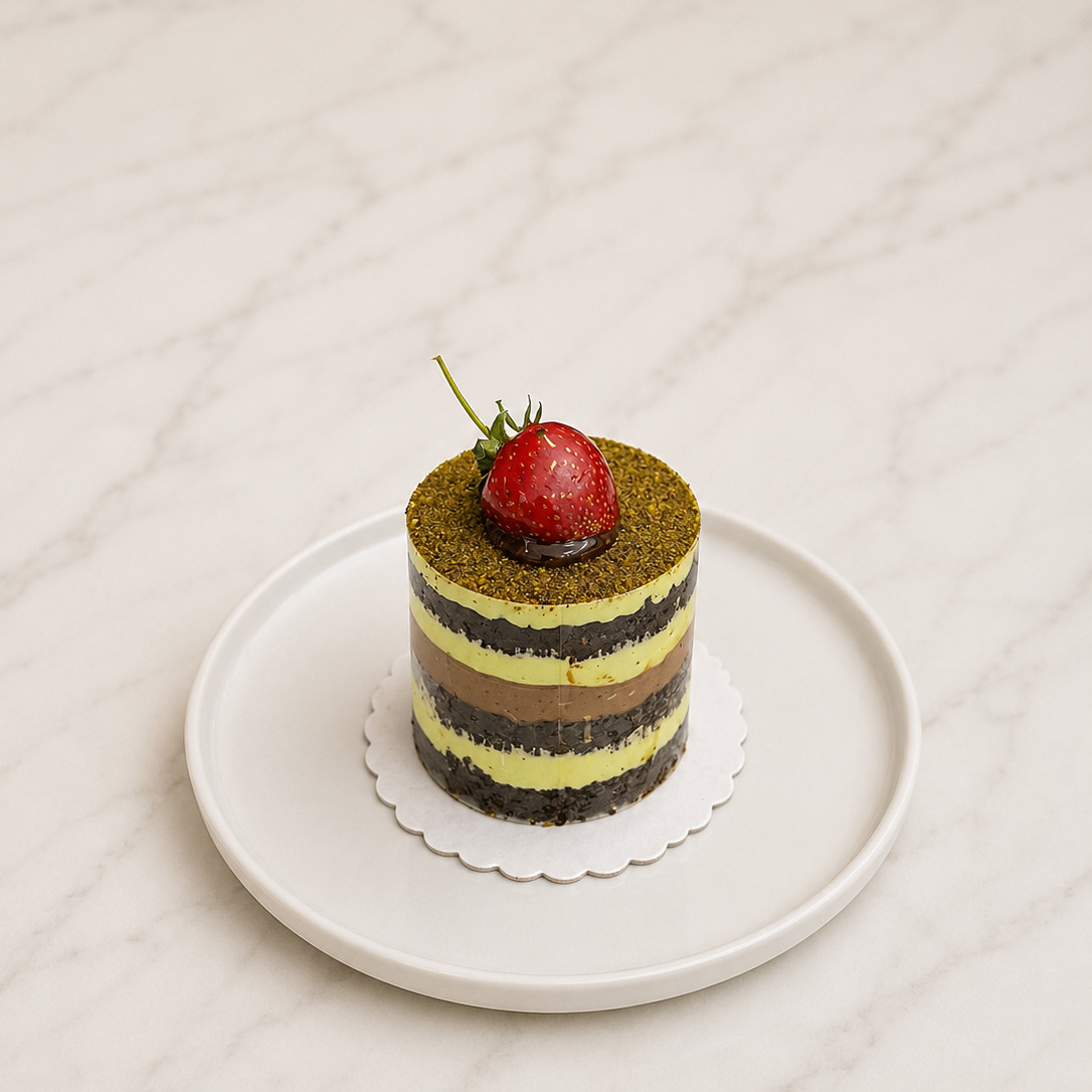 Dubai Antep Fıstık Kremalı Profiterol Soslu Yaş Pasta (Tek Kişilik)
