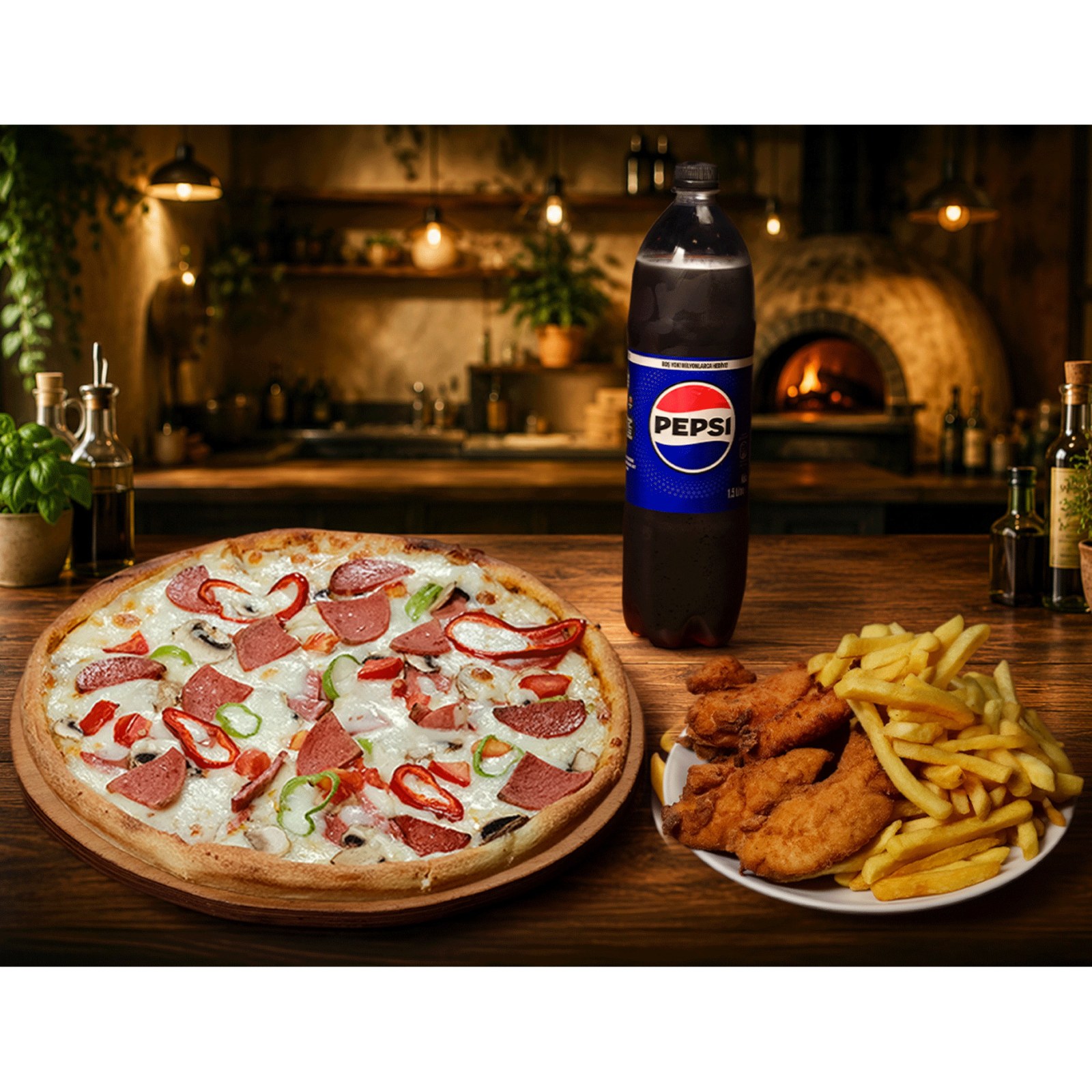 Tam Karışık Pizza Menü (6 Kişilik)