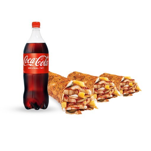 3'lü Tavuk Döner Dürüm Menü (M)