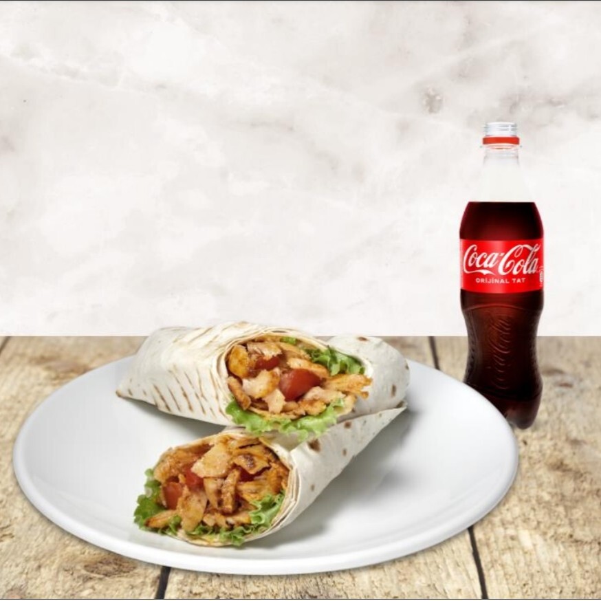 150 Gr lavaş Tavuk Döner ile Lezzeti Büyük 450 Ml Cola Cola