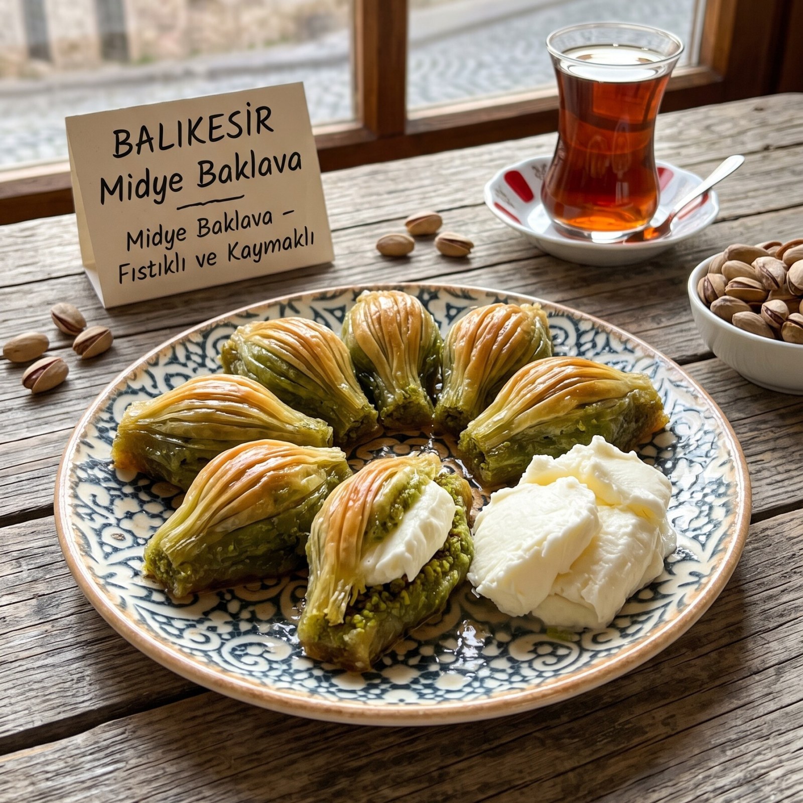 Fıstıklı Midye Baklava (Kaymaklı) (500 gr)
